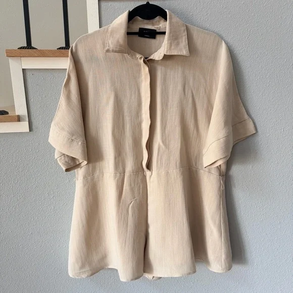 Vici Cream Casual Button Down Jumpsuit Romper - Picture 2 of 10